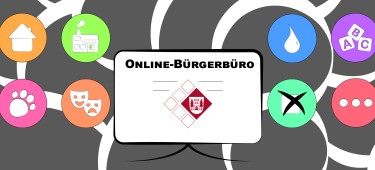 Illustration: Online-Bürgerbüro (Bildschirm und Icons)